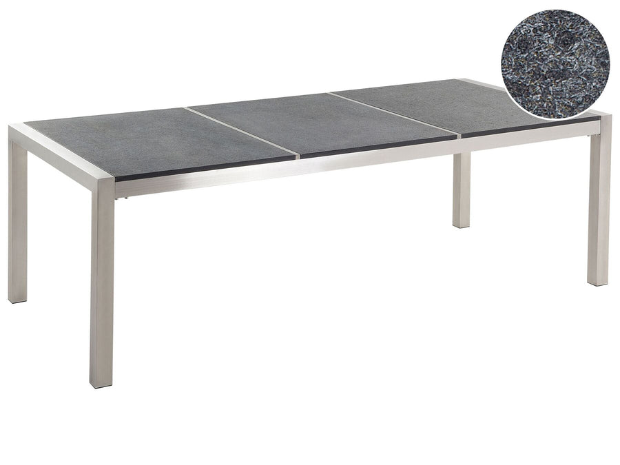 Grosseto Garden Dining Table 220 cm 100 cm Flamed Granite Graphite Grey