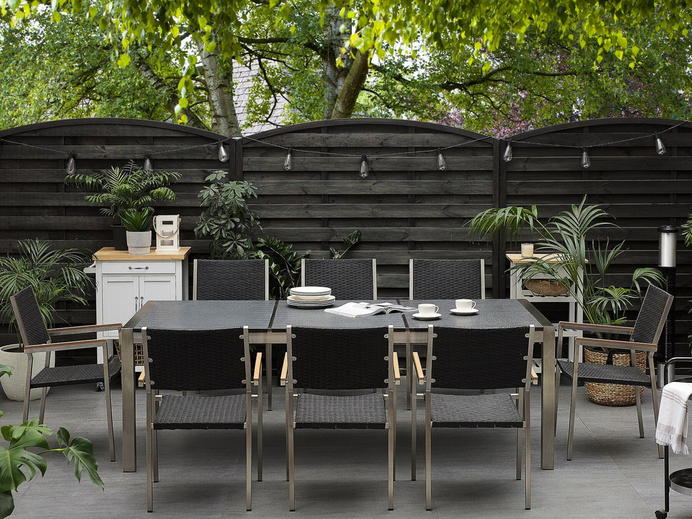 Grosseto Garden Dining Table 220 cm 100 cm Flamed Granite Graphite Grey