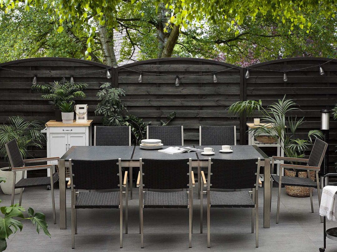Grosseto Garden Dining Table 220 cm 100 cm Flamed Granite Graphite Grey