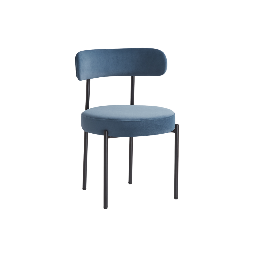 Flora Set of 2 Blue Velvet Dining Chair