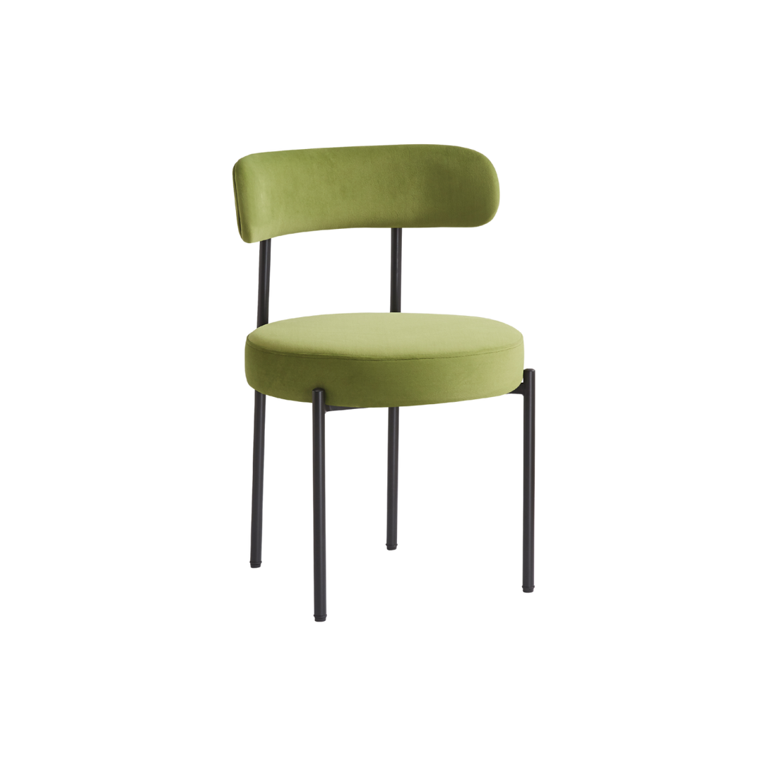 Flora Set of 2  Olive Velvet Dining Chair