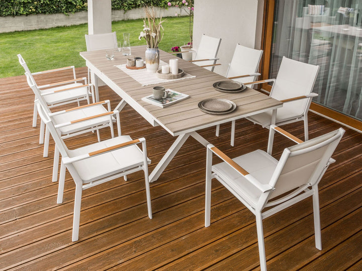 Fanes Extending Garden Dining Table 184/242 cm 90 cm Metal White