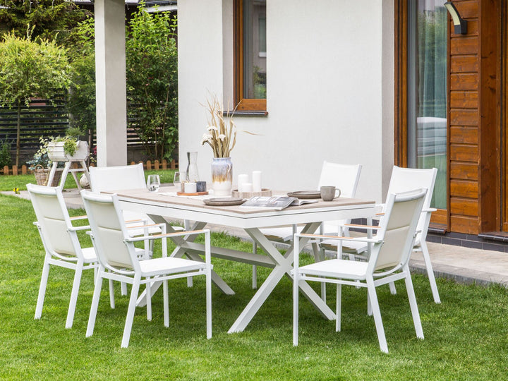 Fanes Extending Garden Dining Table 184/242 cm 90 cm Metal White