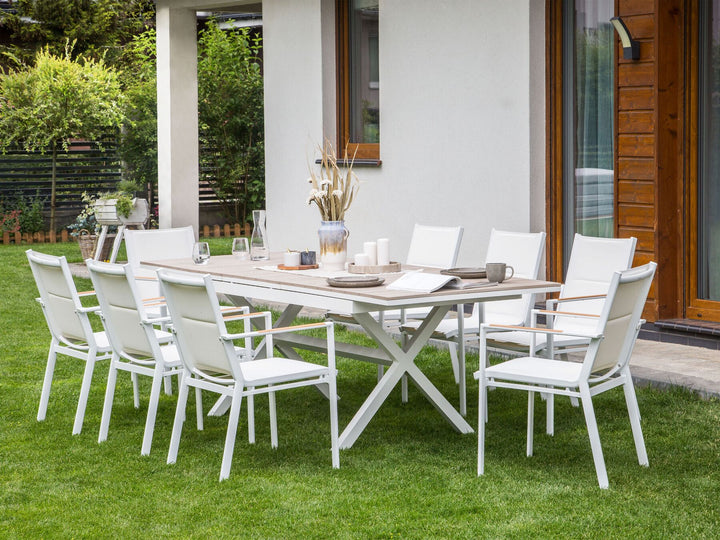 Fanes Extending Garden Dining Table 184/242 cm 90 cm Metal White