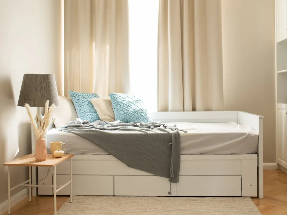 Bed with Storage Drawers Wood 90 x 200 cm (EU Single) White Koffler