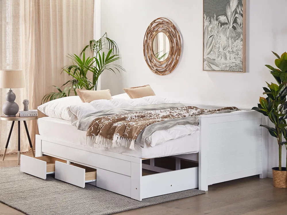 Bed with Storage Drawers Wood 90 x 200 cm (EU Single) White Koffler