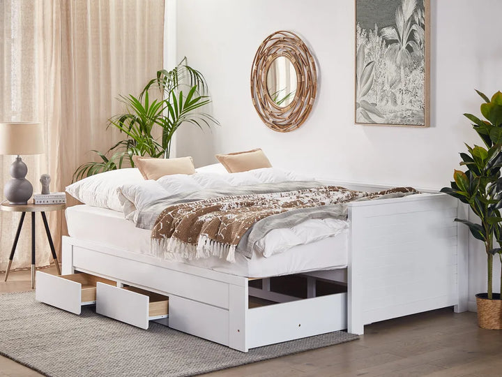 Bed with Storage Drawers Wood 90 x 200 cm (EU Single) White Koffler