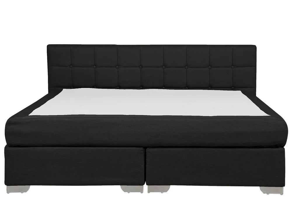 Modern black divan bed with tufted headboard