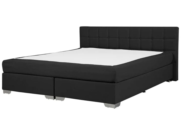Black fabric super king divan bed with headboard