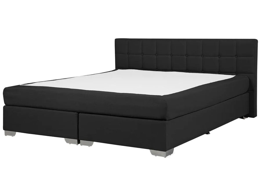 Black fabric super king divan bed with headboard