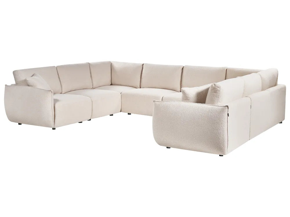 Modular U-Shape Sofa 8 Seater Boucle Off-White Leiani