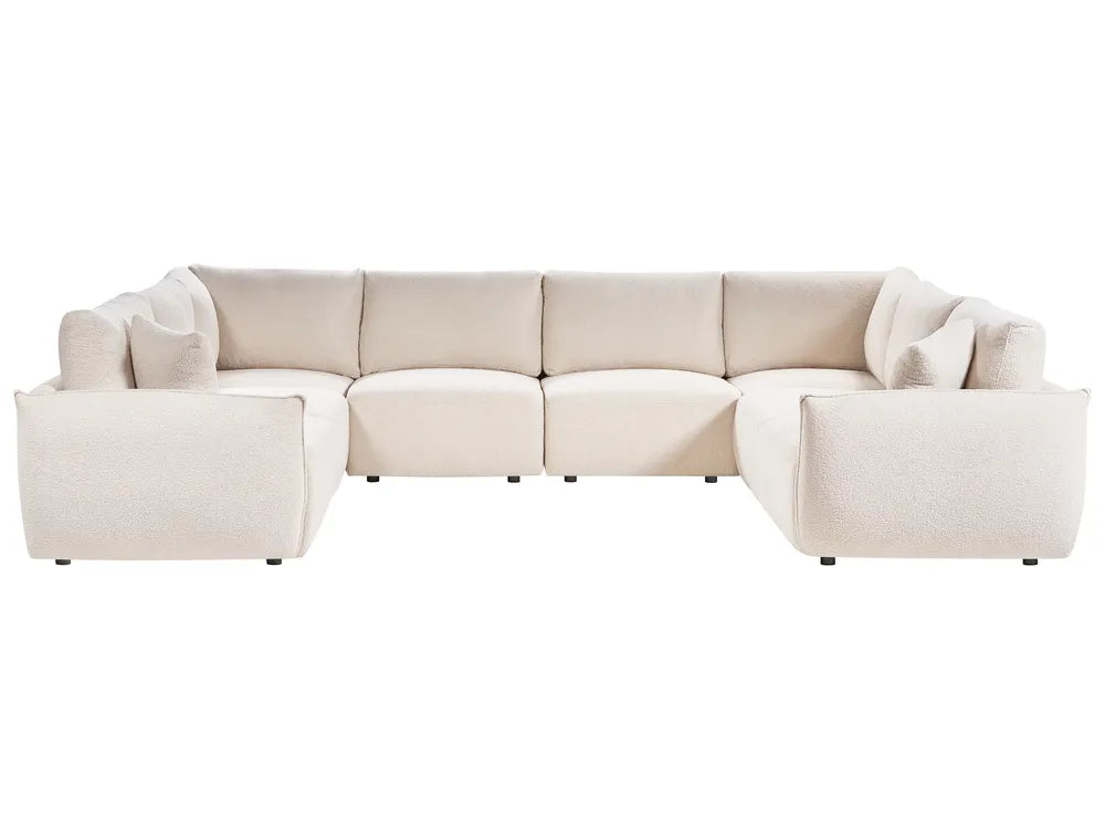 8-seater modular U-shape sofa in off-white bouclé