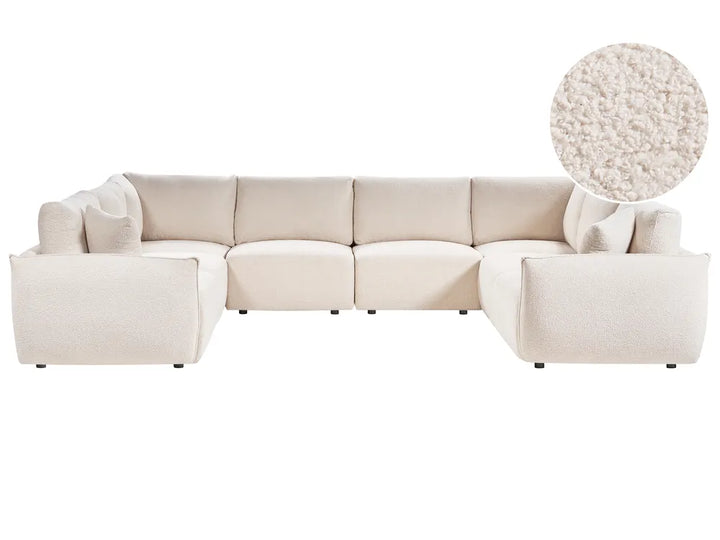 Modular U-Shape Sofa 8 Seater Boucle Off-White Leiani