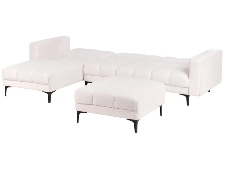 Modular Corner Sofa Bed 4 Seater Boucle White Right Hand Yosef