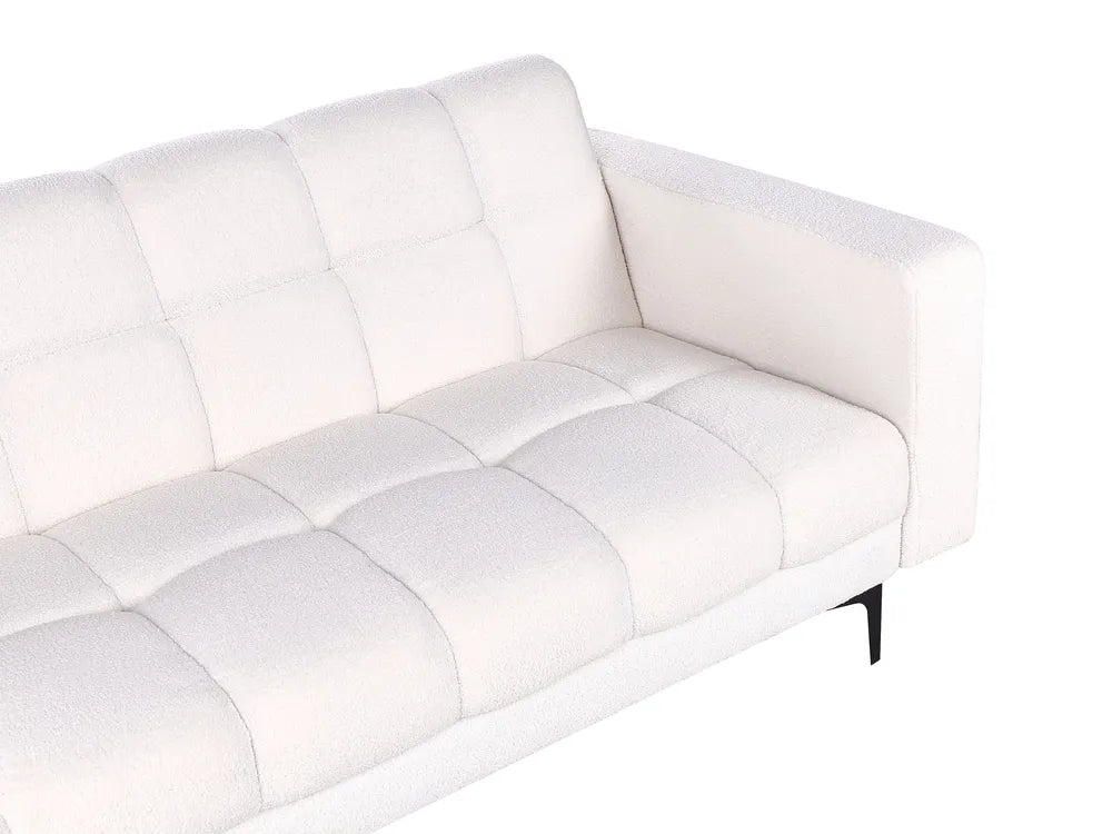 Modular Corner Sofa Bed 4 Seater Boucle White Right Hand Yosef