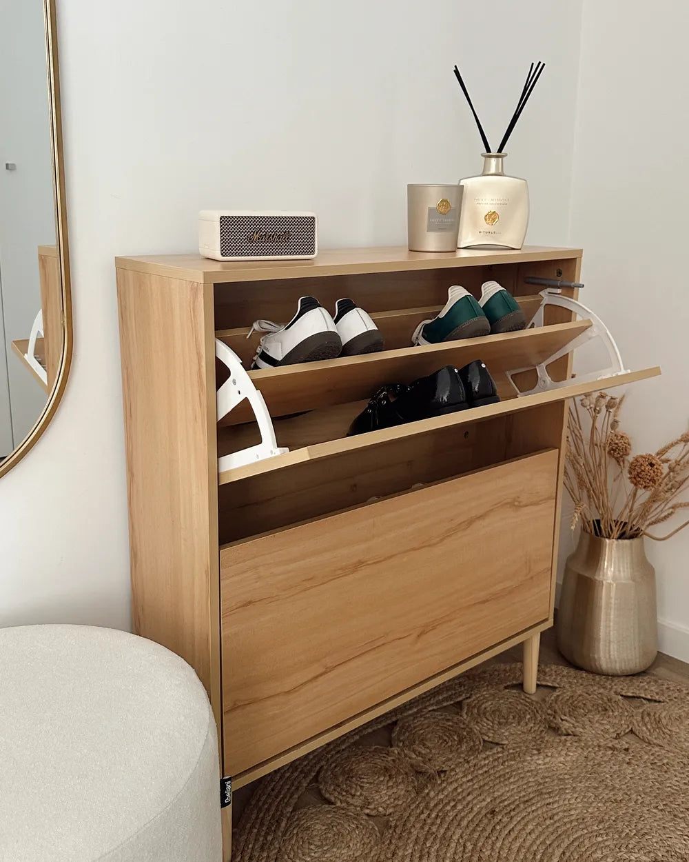 Shoe Storage Cabinet Light Brown Luhan