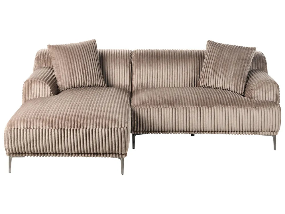 Corner Sofa Corduroy Light Brown Right Hand Scarlet