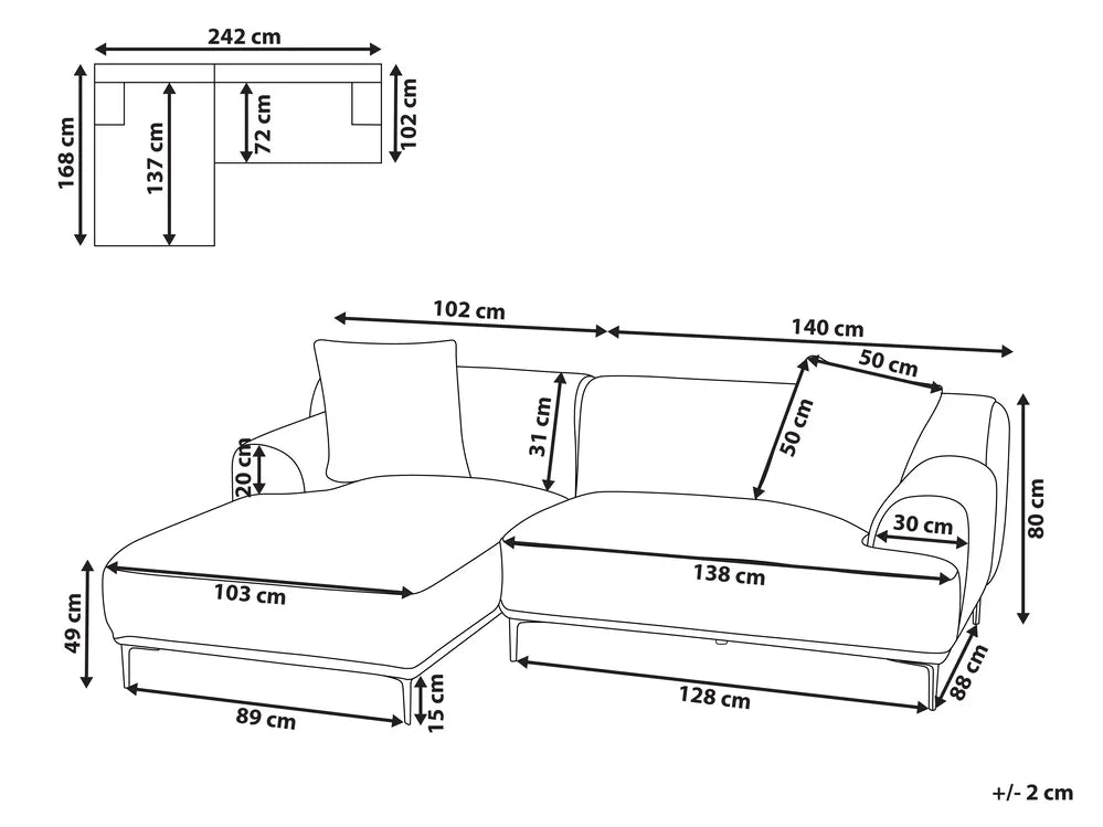 Corner Sofa Corduroy Light Brown Right Hand Scarlet