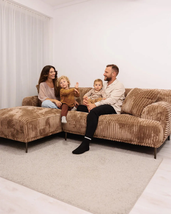 Corner Sofa Corduroy Light Brown Right Hand Scarlet