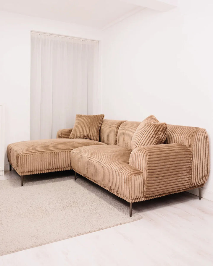 Corner Sofa Corduroy Light Brown Right Hand Scarlet