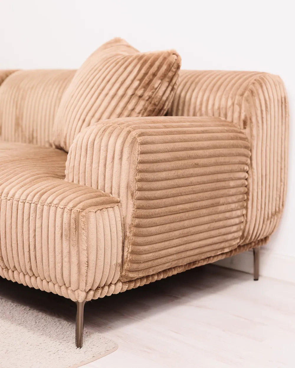 Corner Sofa Corduroy Light Brown Right Hand Scarlet