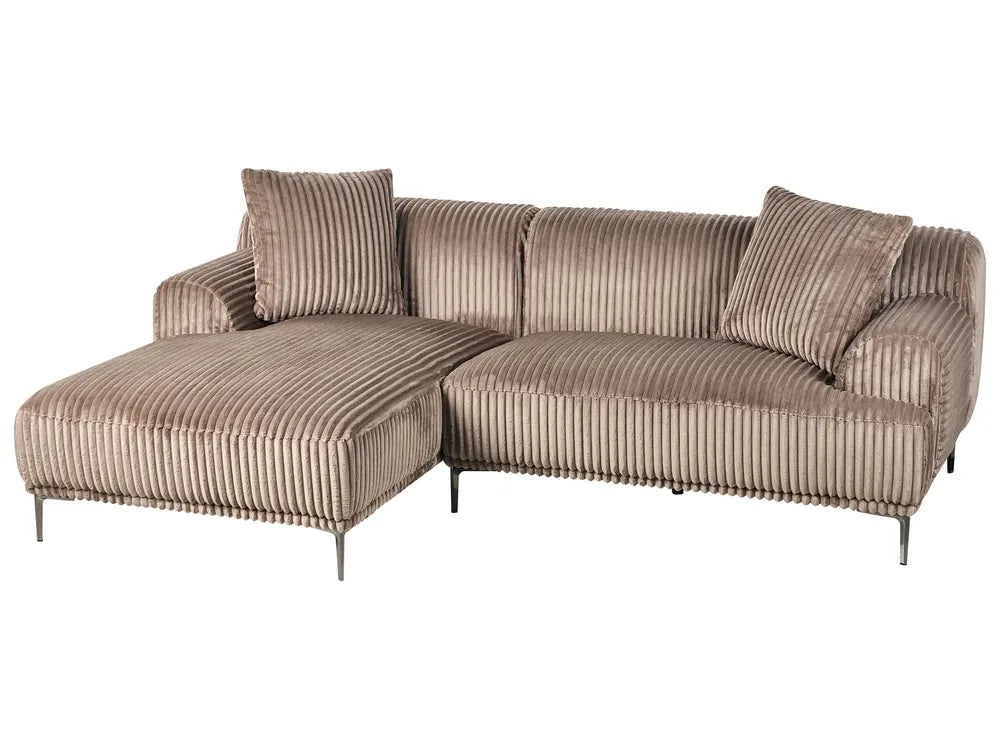 Corner Sofa Corduroy Light Brown Right Hand Scarlet