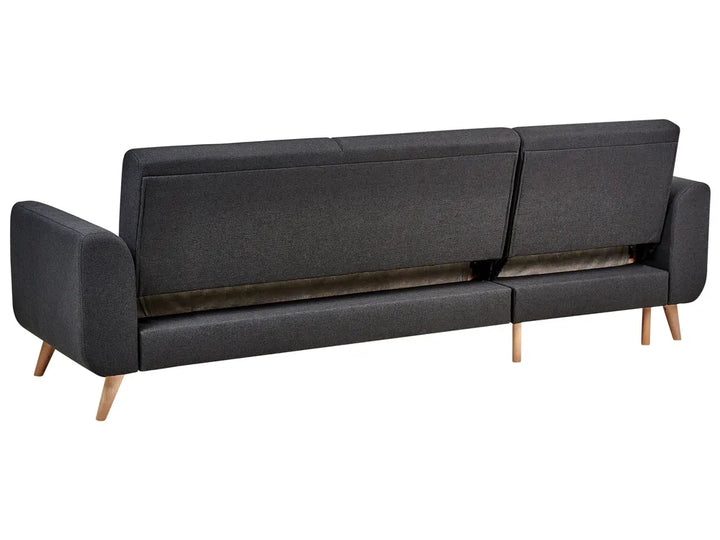 Corner Sofa Bed 3 Seater Fabric Black Right Hand Andress