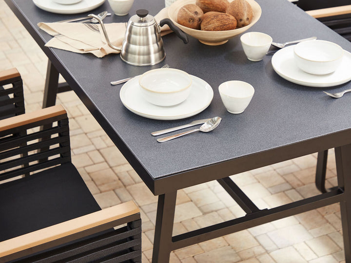 Canetto Garden Dining Table 150 cm 90 cm Glass Black