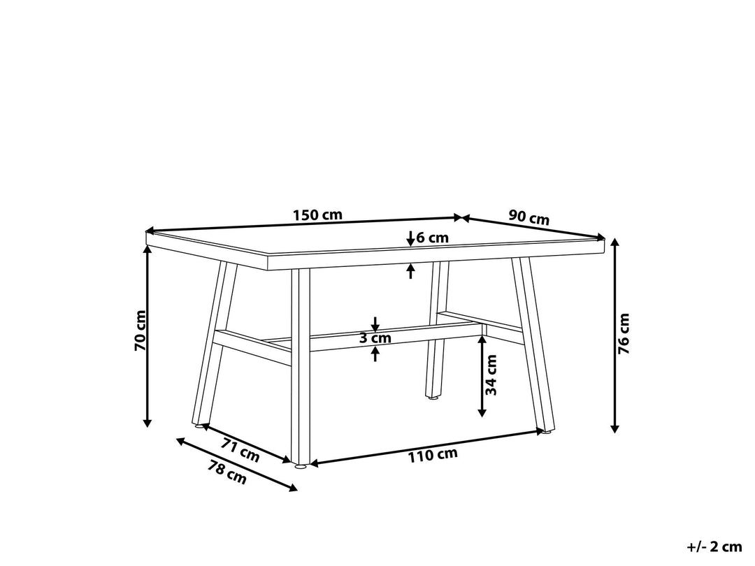 Canetto Garden Dining Table 150 cm 90 cm Glass Black