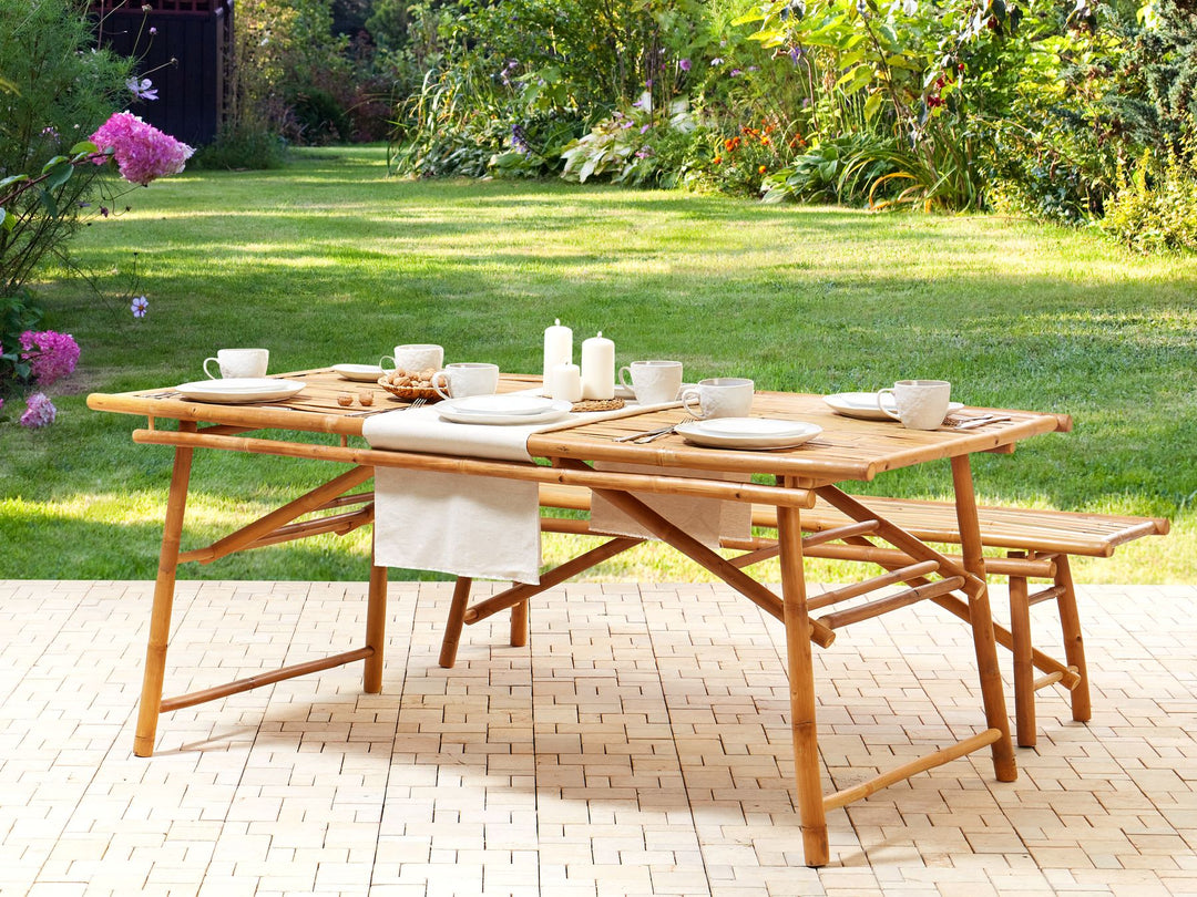 Tindari Garden Dining Table 180 cm 90 cm Bamboo Wood Light Brown