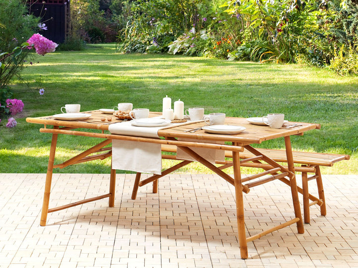 Tindari Garden Dining Table 180 cm 90 cm Bamboo Wood Light Brown
