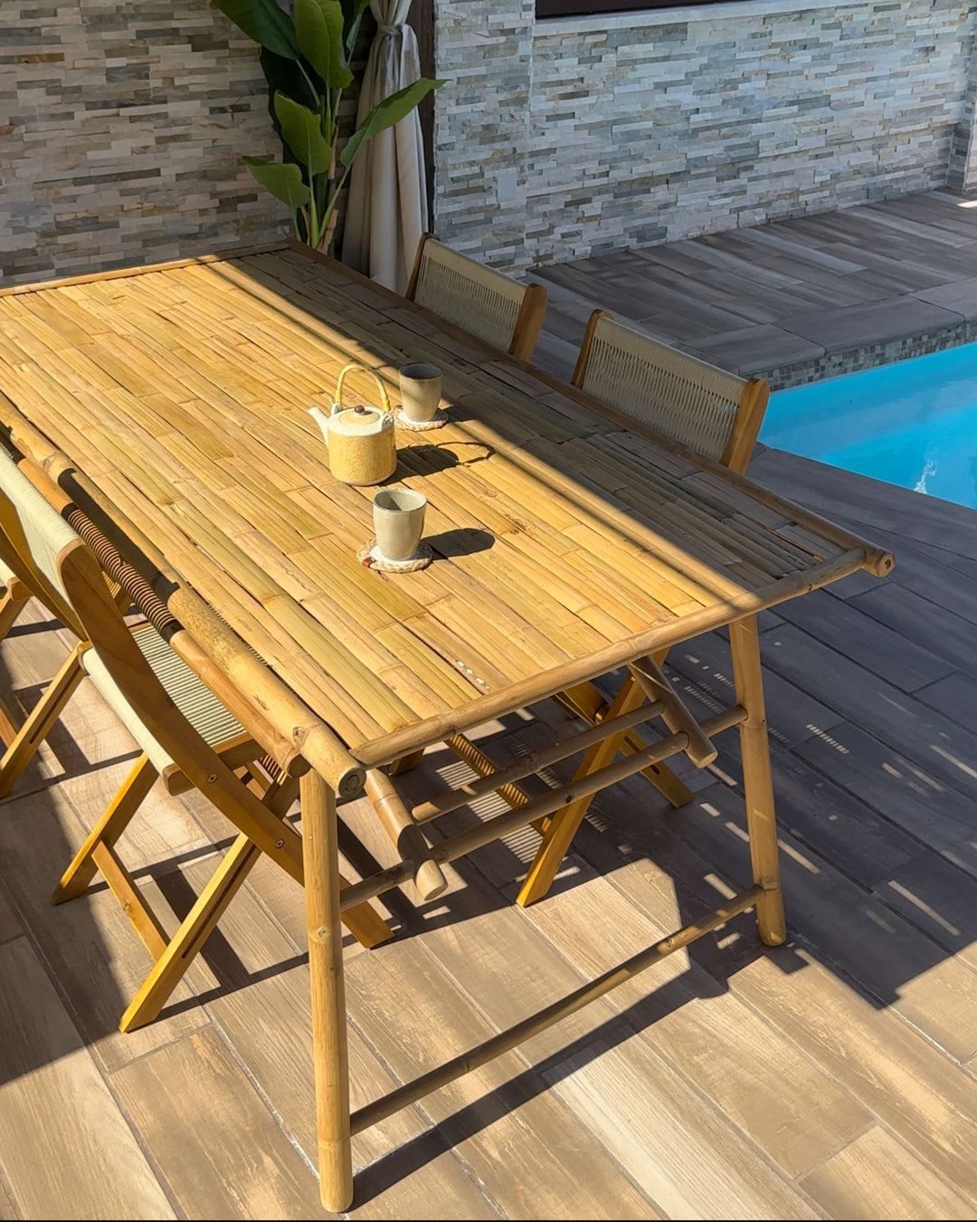 Tindari Garden Dining Table 180 cm 90 cm Bamboo Wood Light Brown