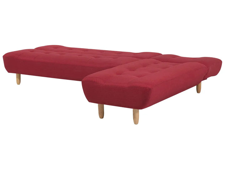 Modular Corner Sofa Bed 4 Seater Fabric Red Left Hand Ash