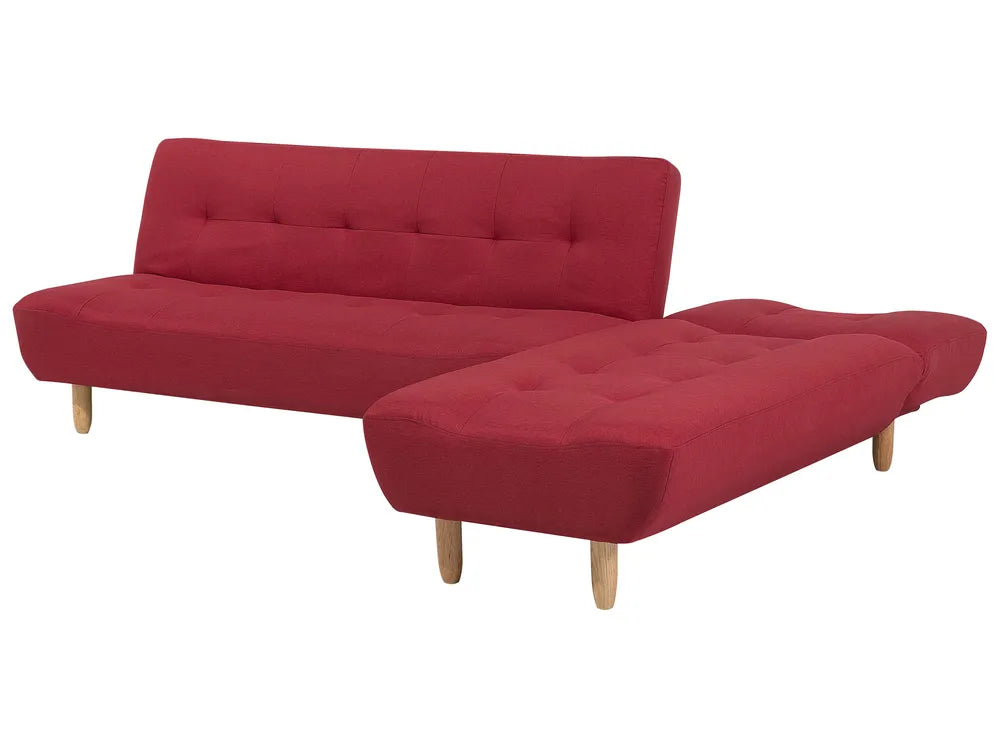 Modular Corner Sofa Bed 4 Seater Fabric Red Left Hand Ash