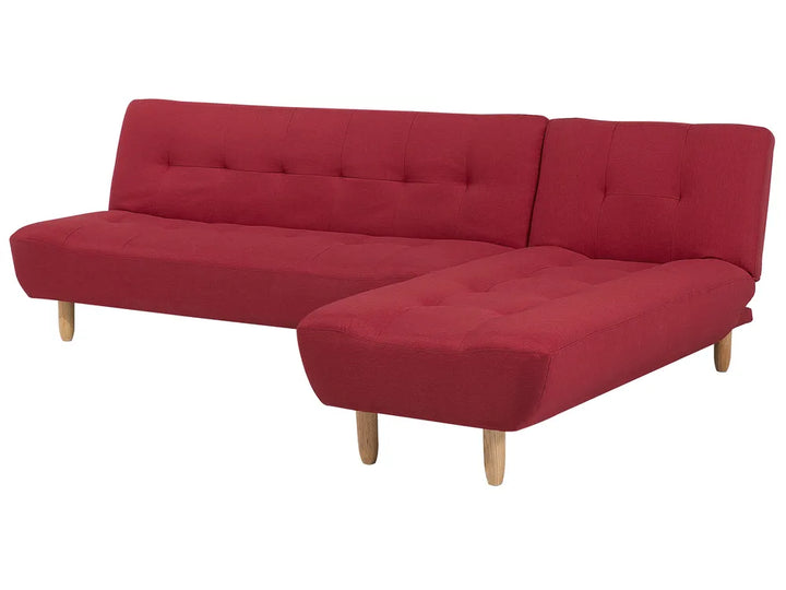 Modular Corner Sofa Bed 4 Seater Fabric Red Left Hand Ash