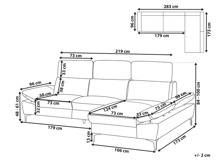 Corner Sofa 4 Seater Leather Taupe Adjustable Left Hand Rangi