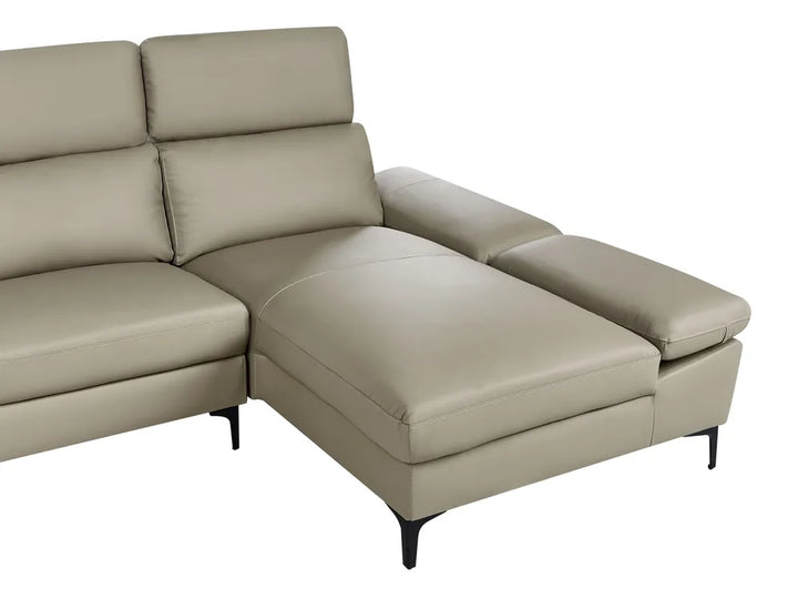 Corner Sofa 4 Seater Leather Taupe Adjustable Left Hand Rangi