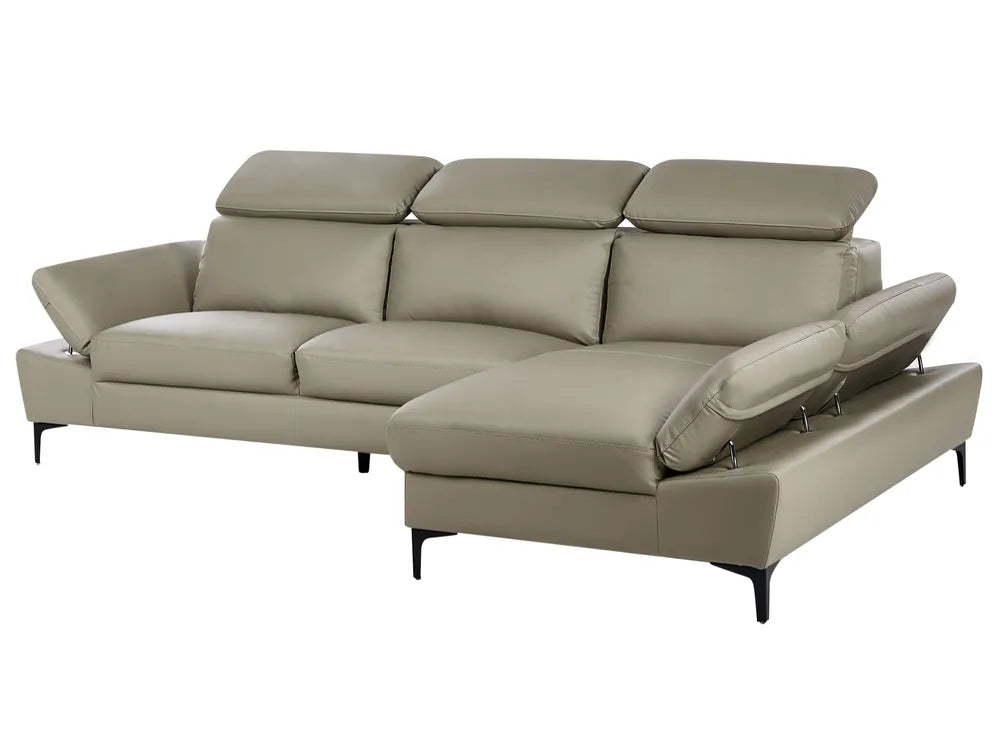 Corner Sofa 4 Seater Leather Taupe Adjustable Left Hand Rangi