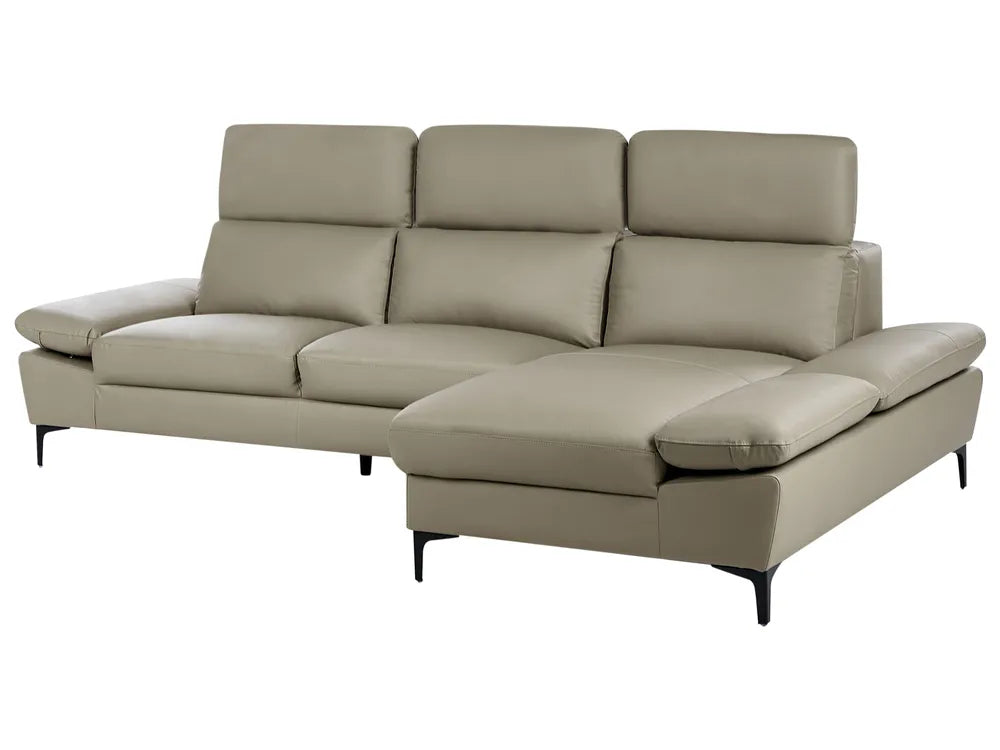 Corner Sofa 4 Seater Leather Taupe Adjustable Left Hand Rangi