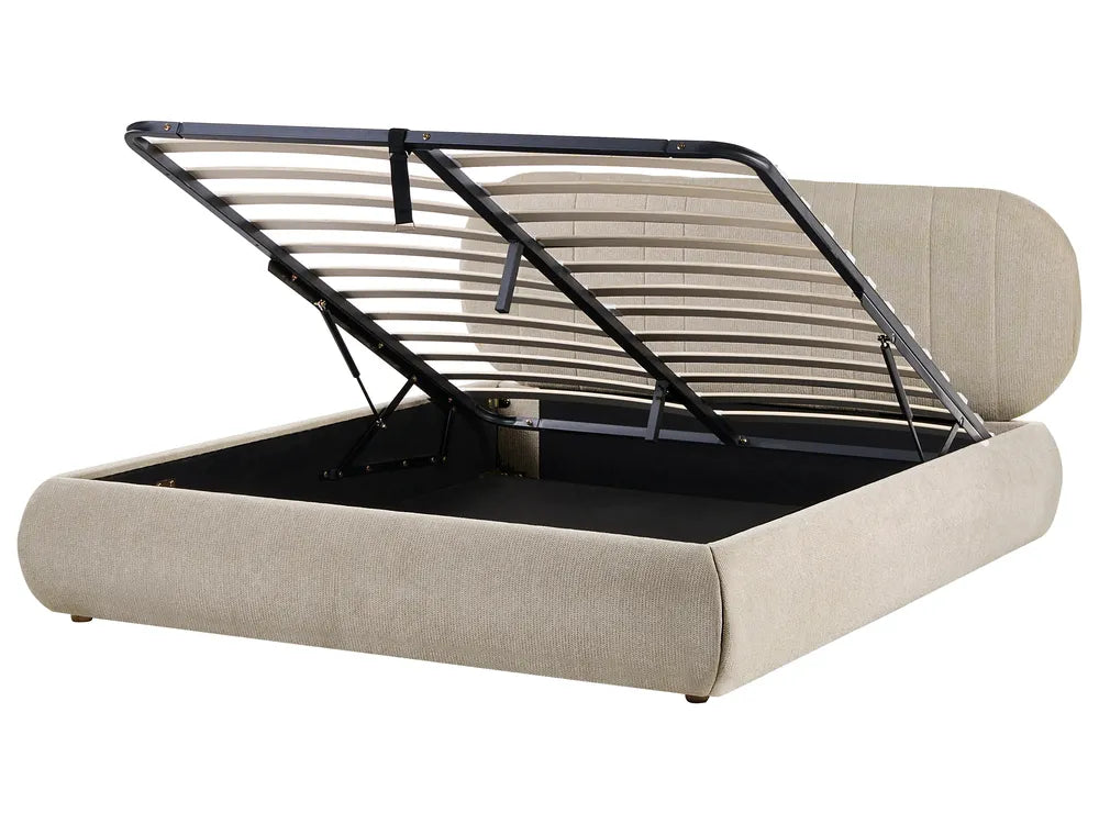 Ottoman Bed Fabric 160 x 200 cm (EU King Size) Taupe Daizia