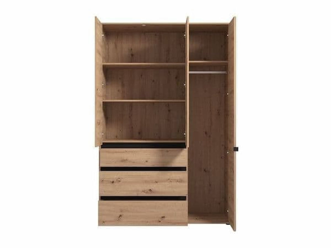 Gallup Artisan Oak Effect 3 Door 3 Drawer Mirrored Wardrobe