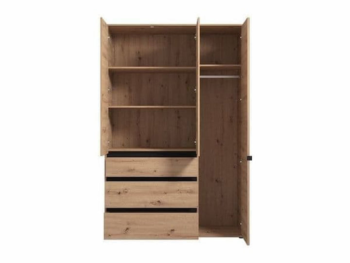 Gallup Artisan Oak Effect 3 Door 3 Drawer Mirrored Wardrobe