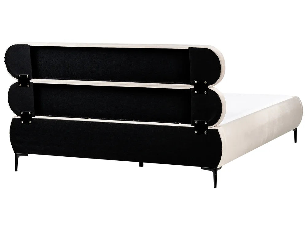 Black and white bed frame on a white background