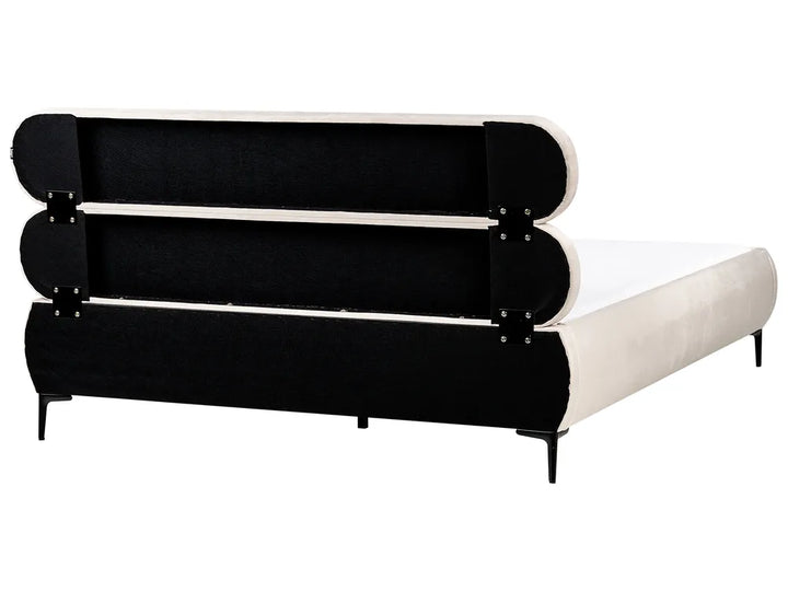 Black and white bed frame on a white background