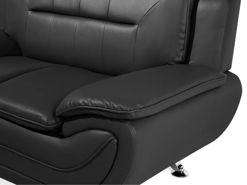 Sofa 2 Seater Faux Leather Black Aidanlee