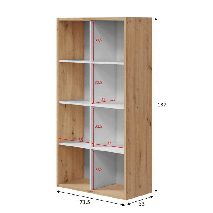 Paulica Artic White and Oak Short Bookshelf Unit