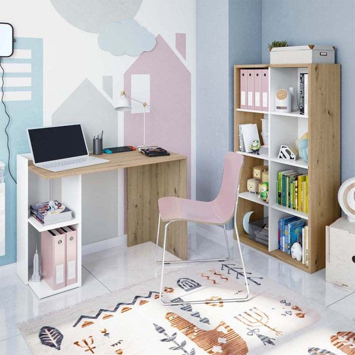 Paulica Artic White and Oak Short Bookshelf Unit