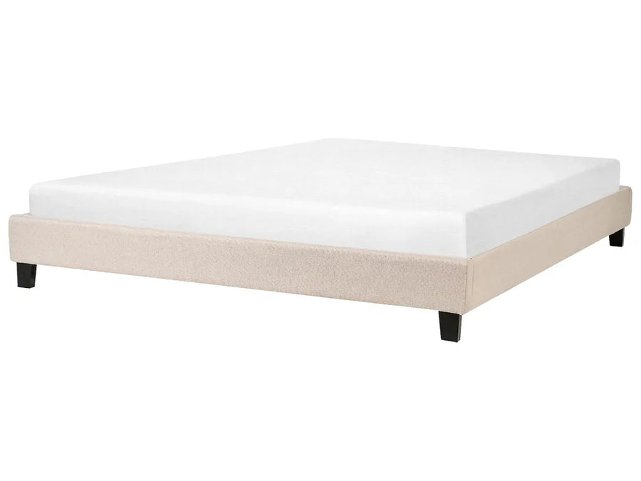 Beige fabric super king bed without headboard