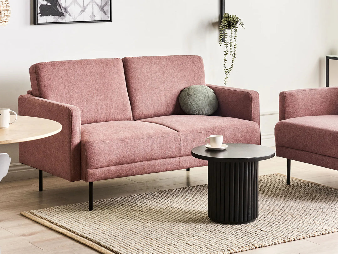 2 seater pink sofa with modern upholstered design