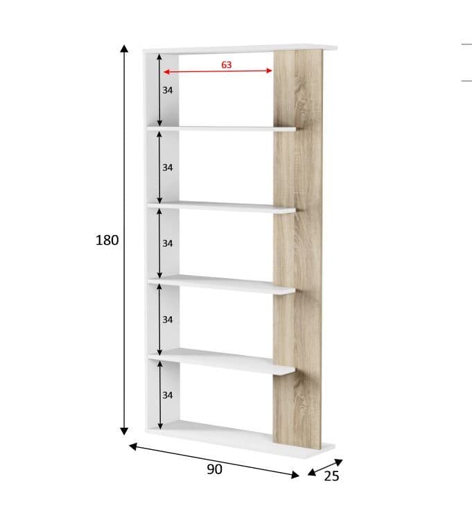 Wakil White and Oak Effect Bookcase